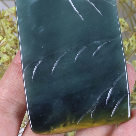 Certified Green yellow 100% Natural A Jade jadeite Landscape Pendant - Picture 7 of 10